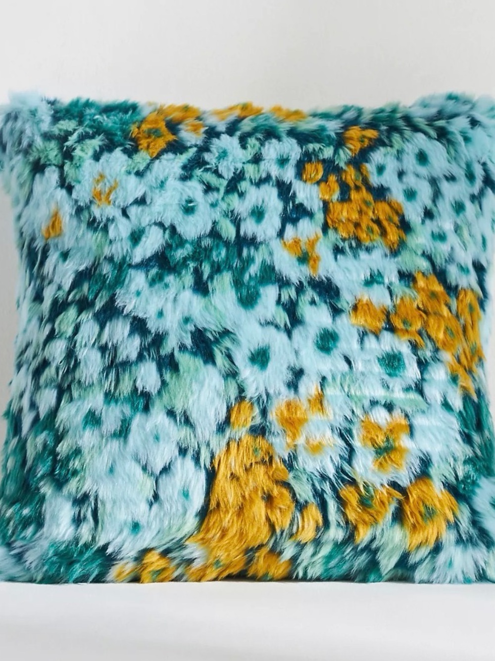 Faux-Fur Floral Jacquard Pillow
